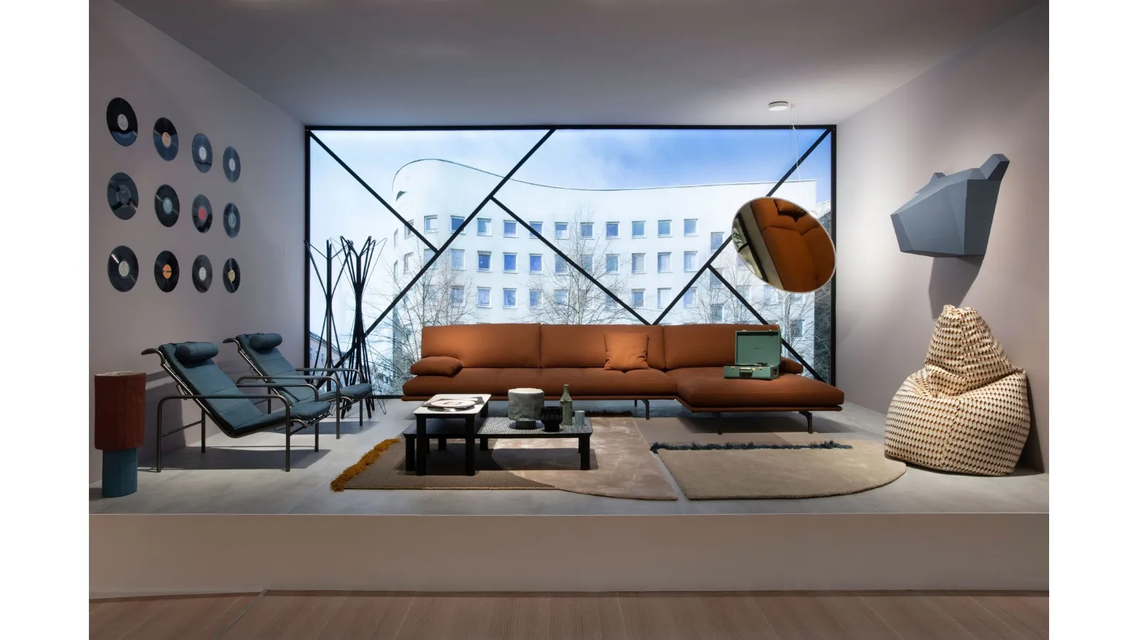 Fabric sofa with chaise lounge Milano+ by Zanotta