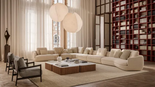 Mirea upholstered fabric corner sofa by Lema