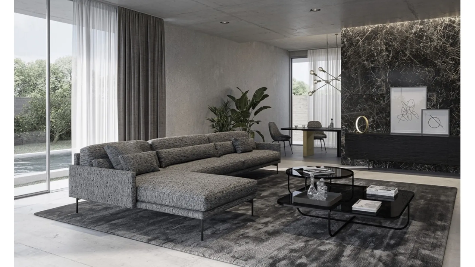 Fabric sofa with peninsula Modern by Vibieffe