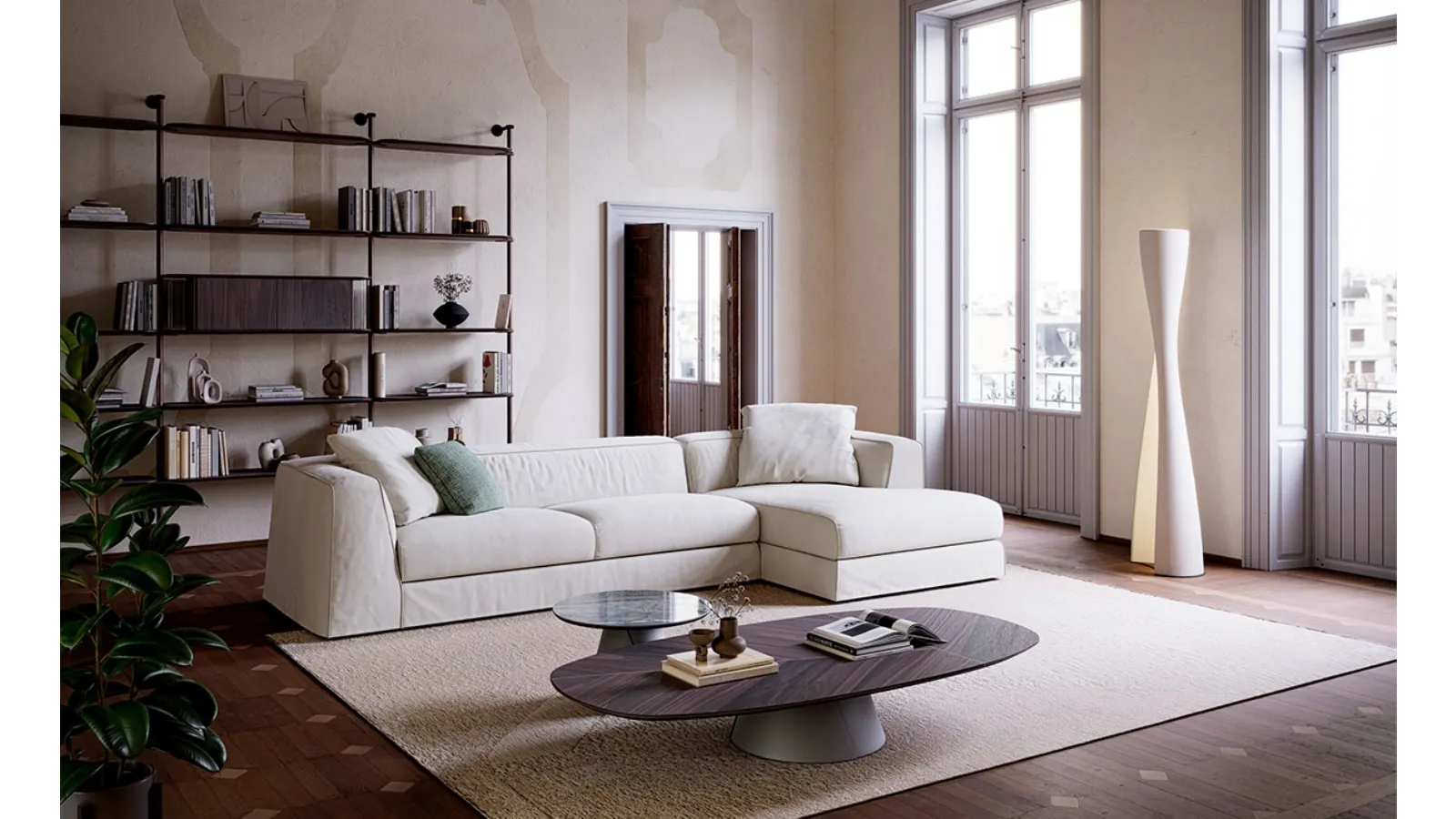 Mykonos sofa with chaise by Cattelan Italia