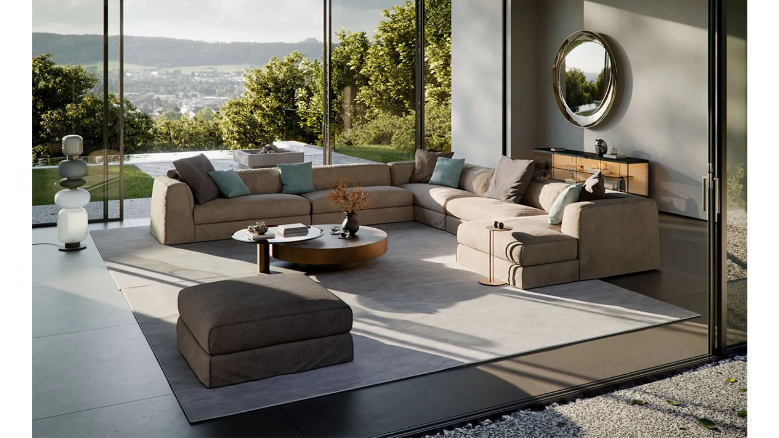 Mykonos sofa with chaise by Cattelan Italia