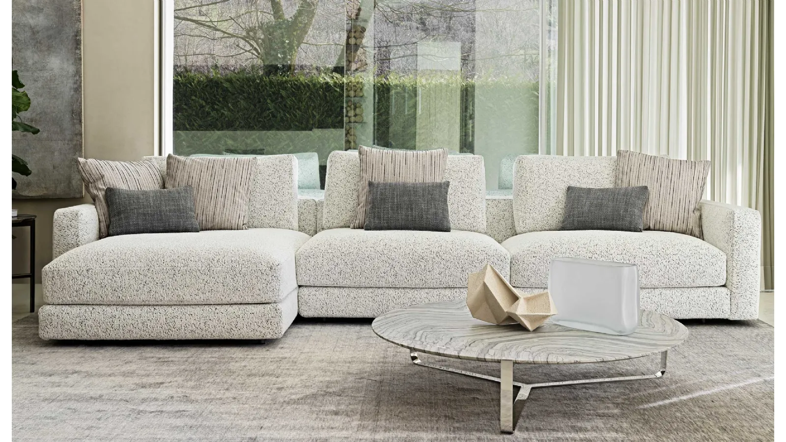 Modular fabric sofa with peninsula MyPlace by Flou