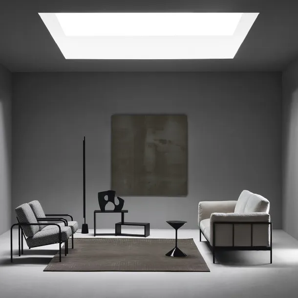 Linear fabric sofa with metal structure by Zanotta