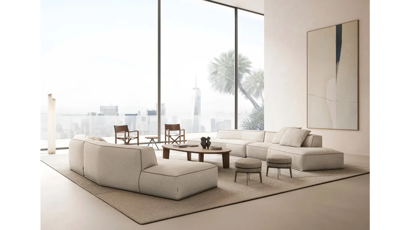 Perry upholstered fabric linear sofa by Flexform