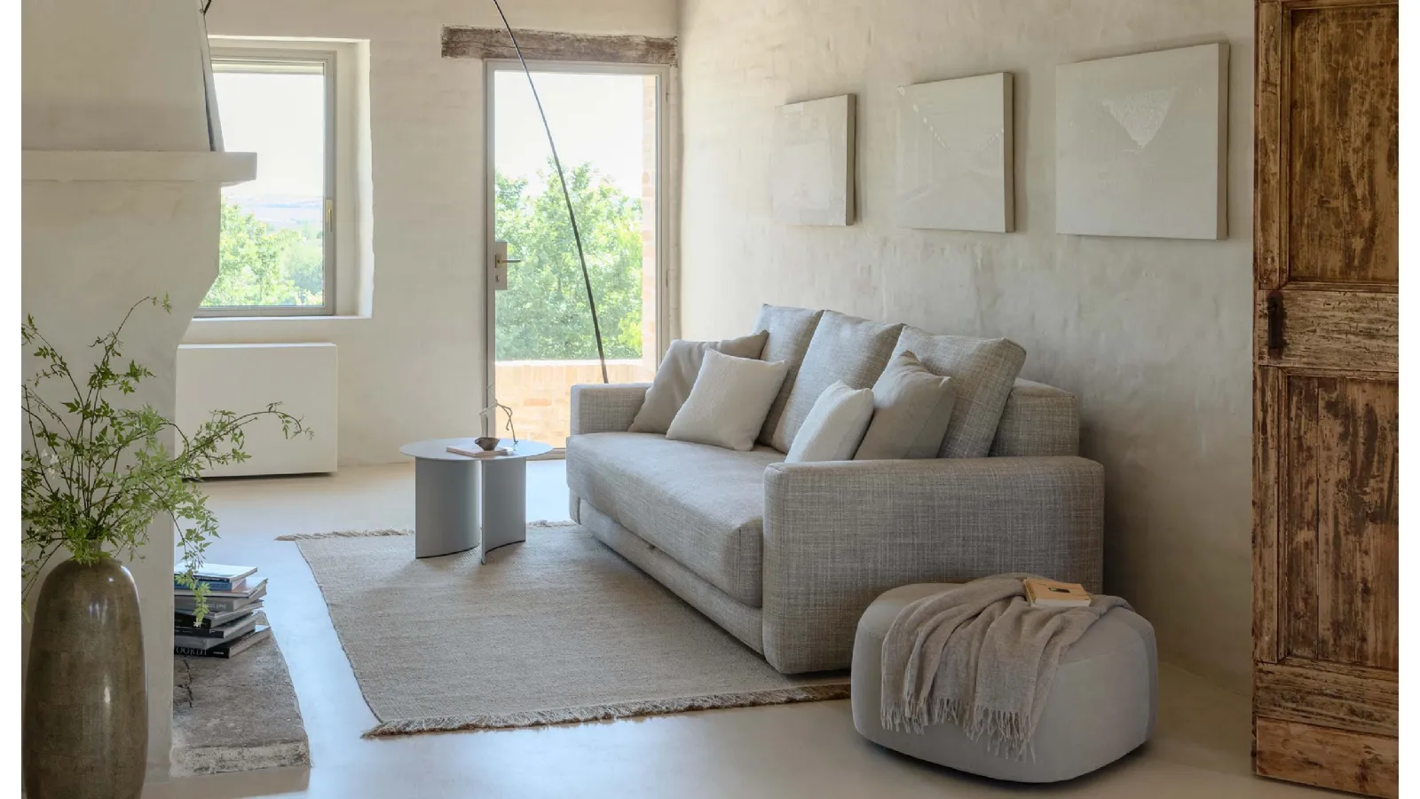 Flou PiazzaDuomo fabric linear sofa bed