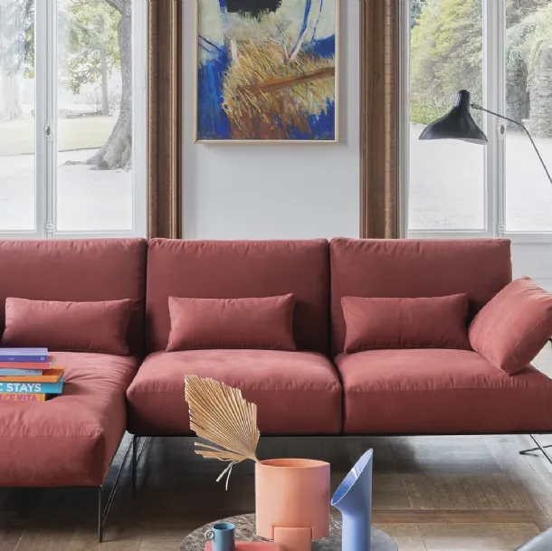 Fabric sofa with chaise lounge Rito by Desirèe
