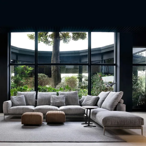 Modern corner sofa Romeo in padded fabric by Flexform