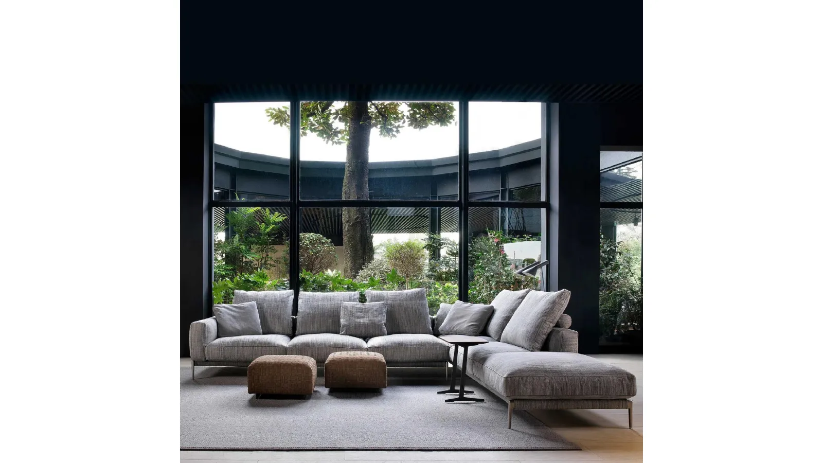 Modern corner sofa Romeo in padded fabric by Flexform