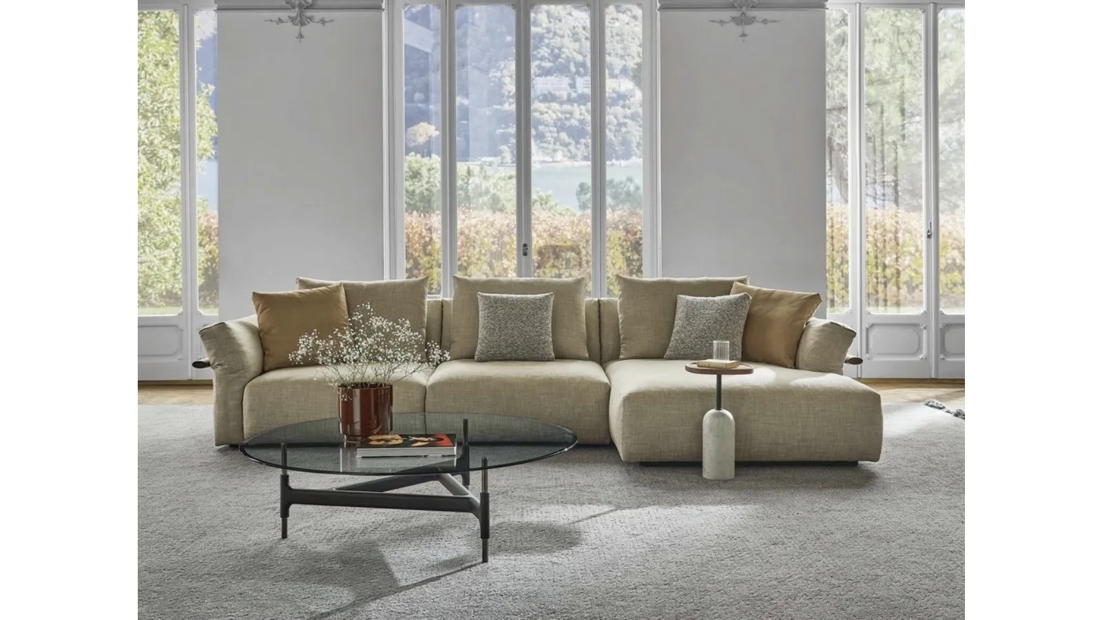 Ronny sofa with chaise lounge by Porada