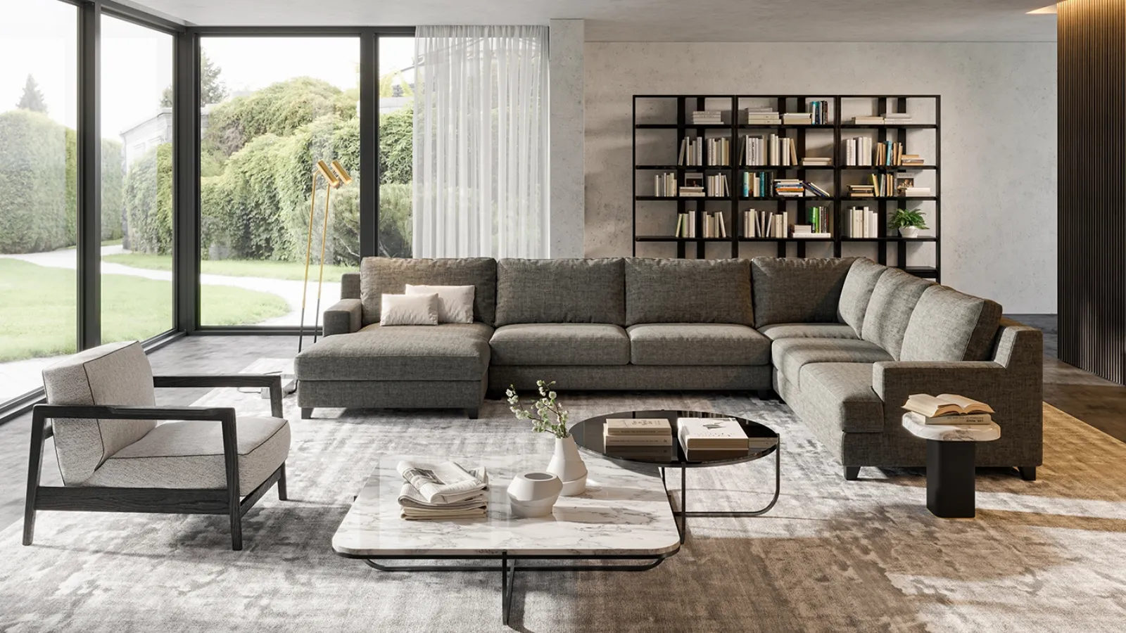 Timeless sofa with chaise longue by Vibieffe