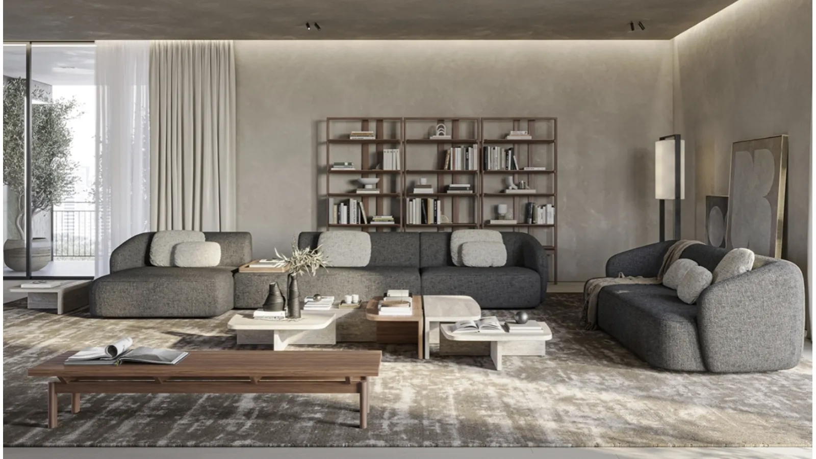 Shell sofa with chaise longue by Vibieffe