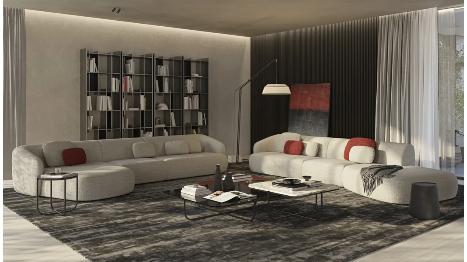 Shell sofa with chaise longue by Vibieffe