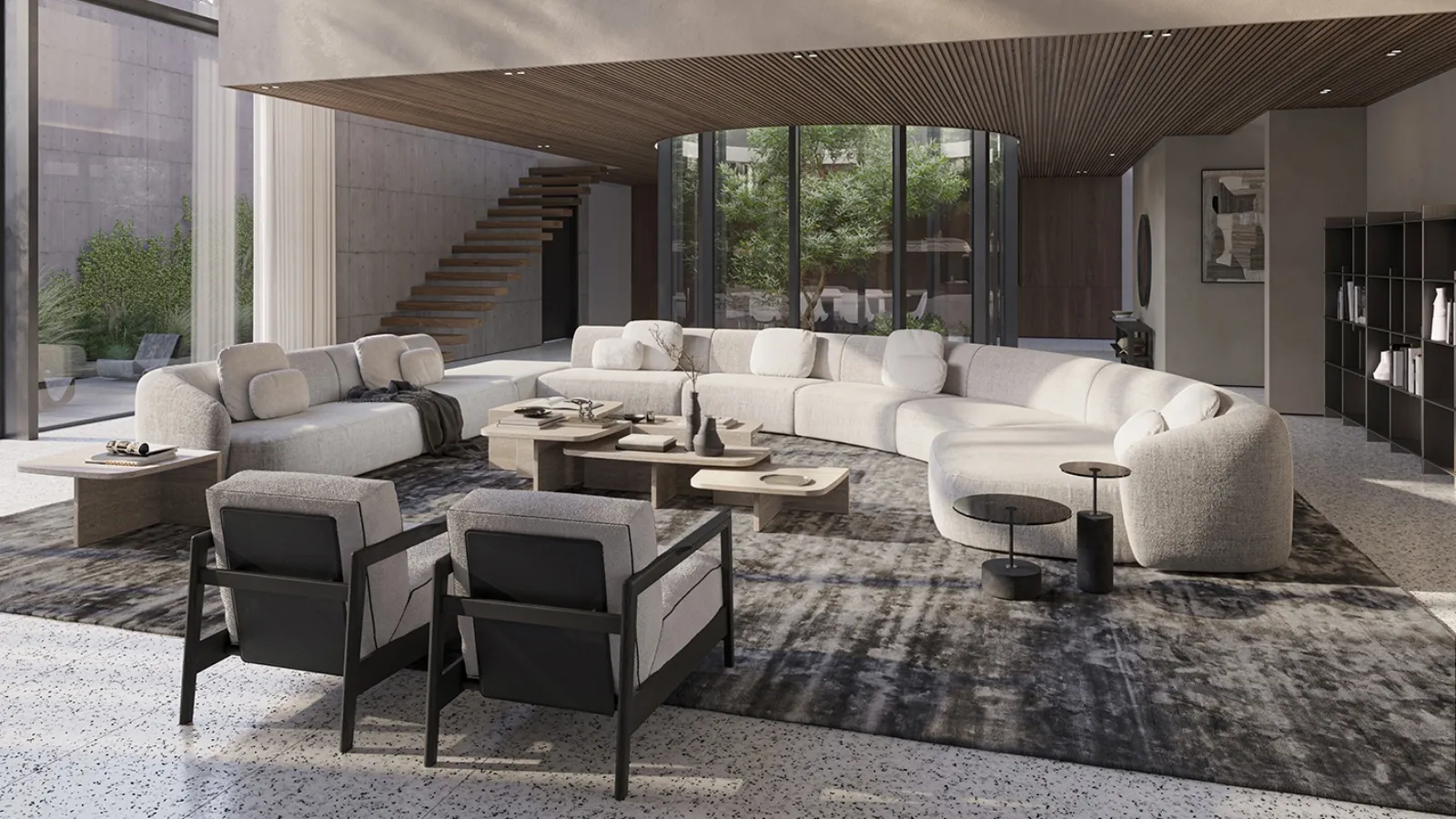 Shell sofa with chaise longue by Vibieffe