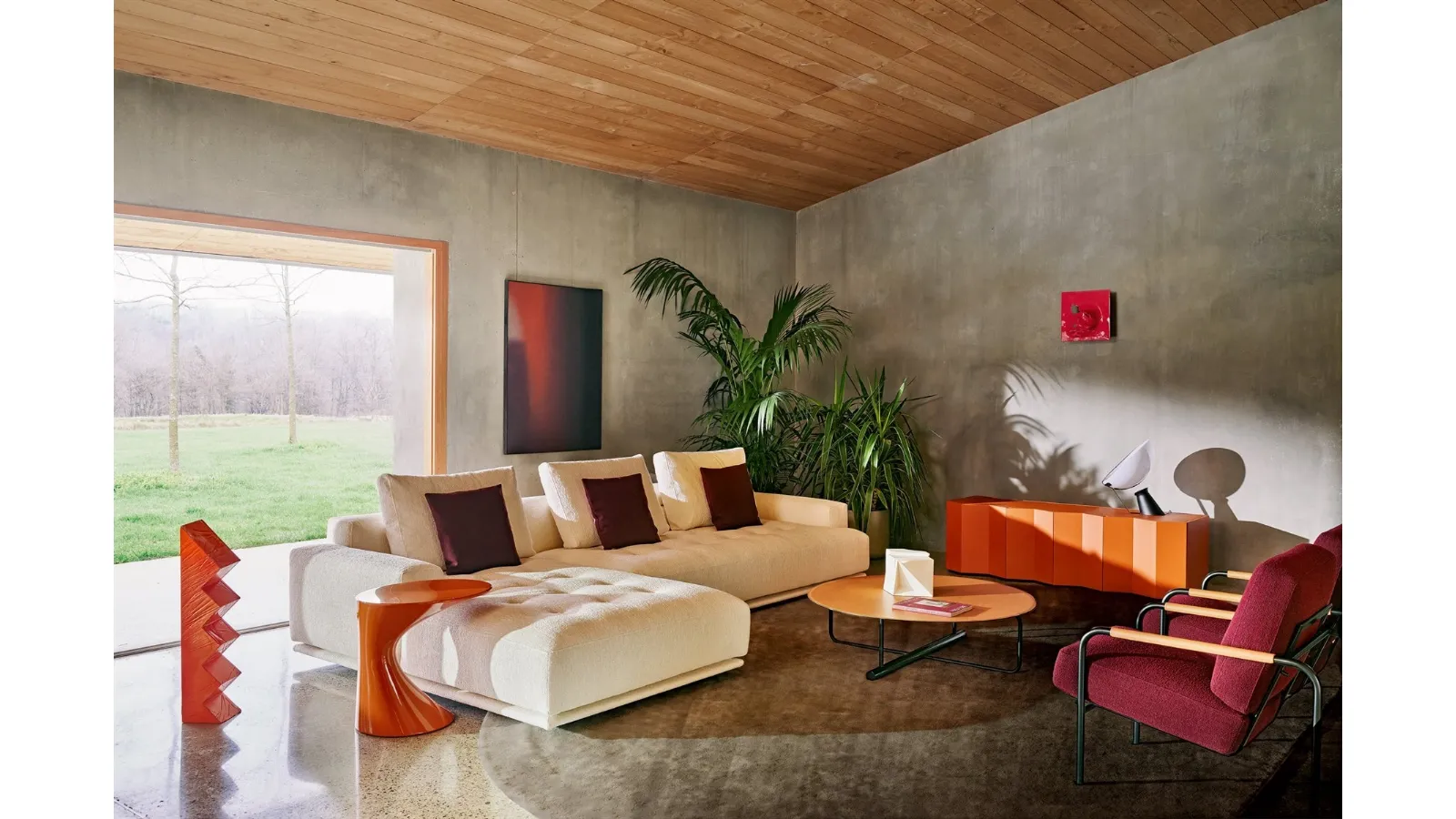 Fabric sofa with chaise lounge Shiki by Zanotta