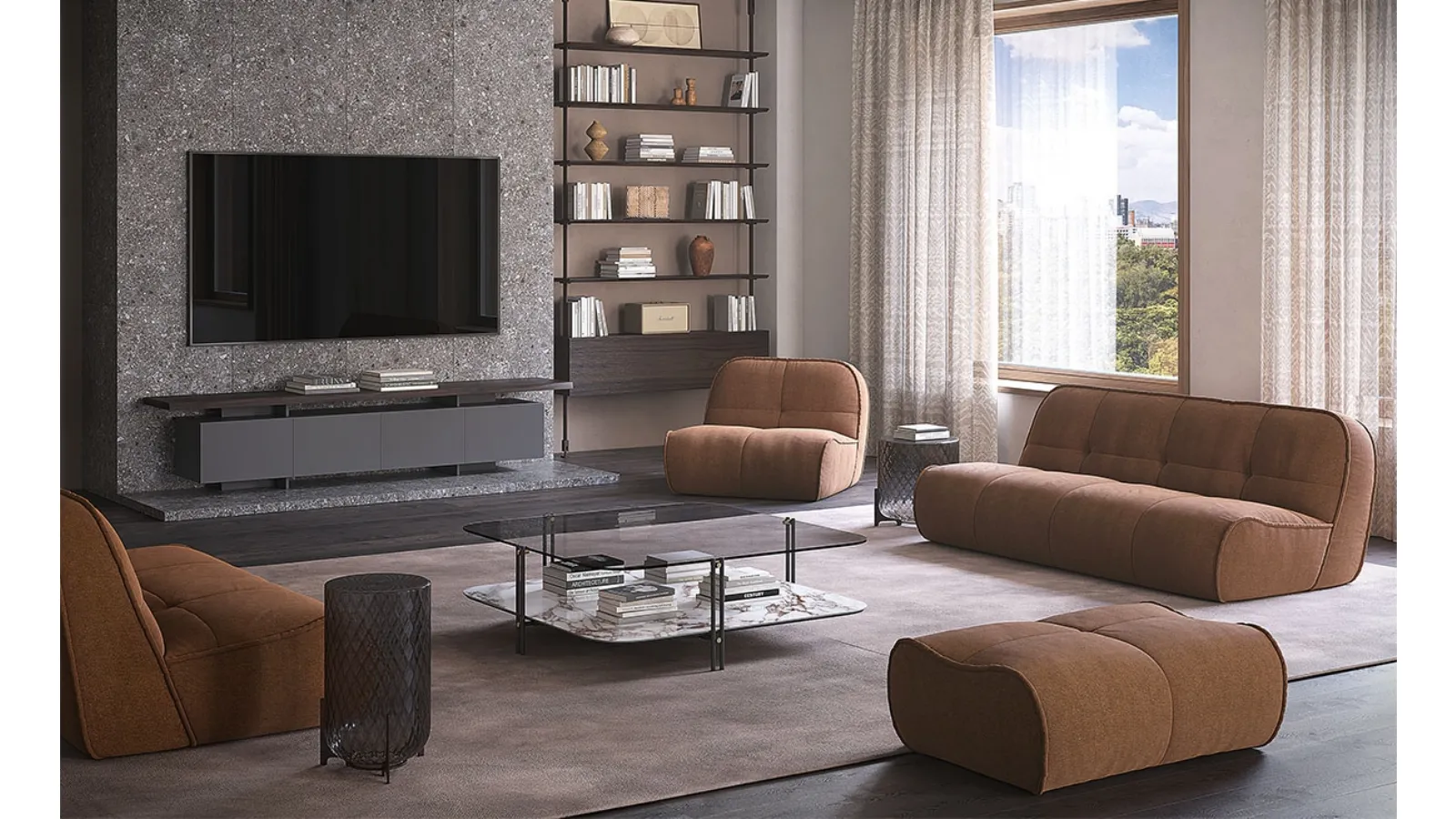 Spencer upholstered fabric sofa by Cattelan Italia