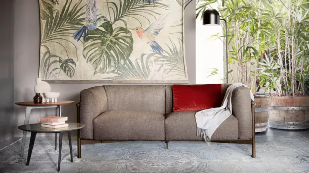 Taiki linear sofa in upholstered fabric by Lema