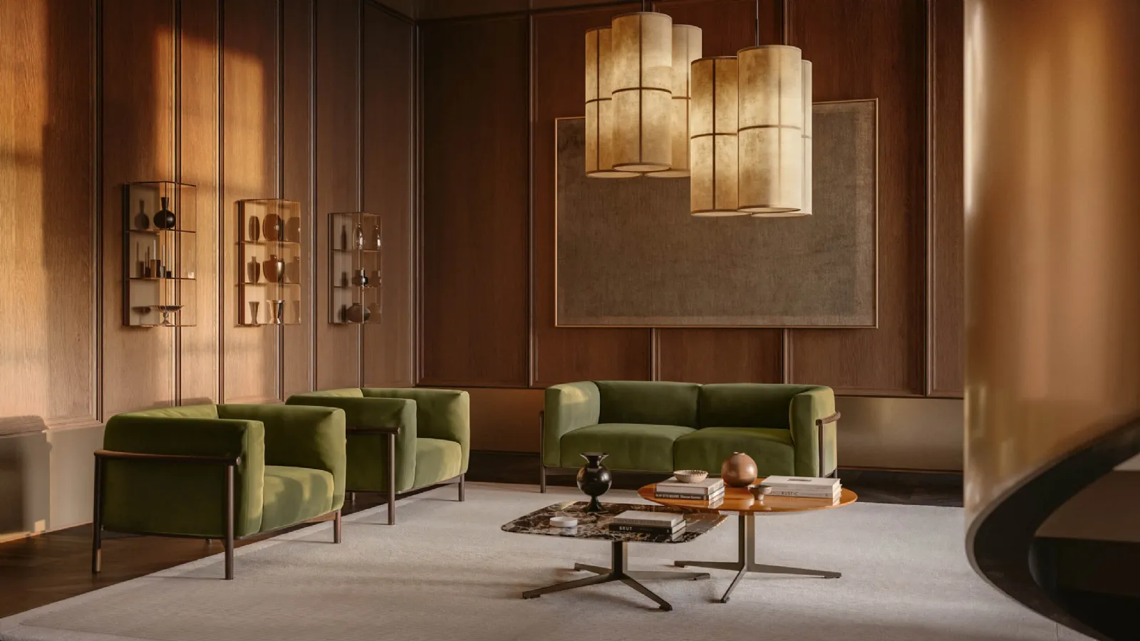Taiki linear sofa in upholstered fabric by Lema