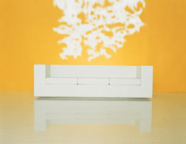 Square linear sofa in Zanotta's Throw-Away fabric