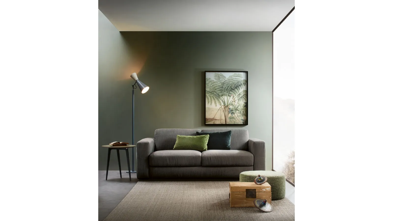 Yaki upholstered fabric linear sofa bed by Lema