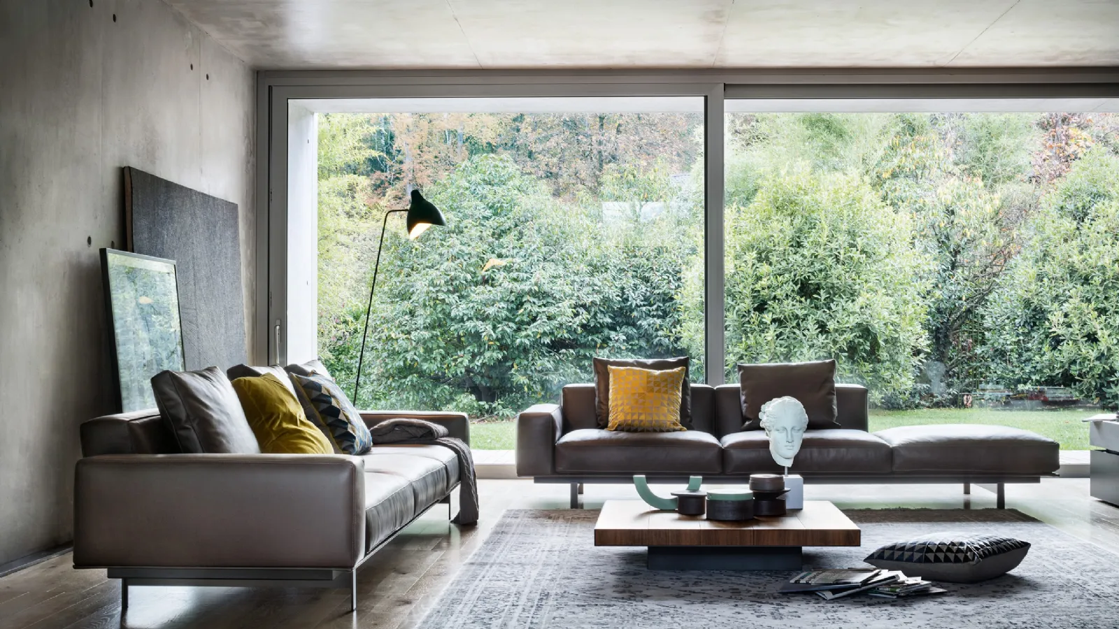 Yard linear sofa in leather by Lema