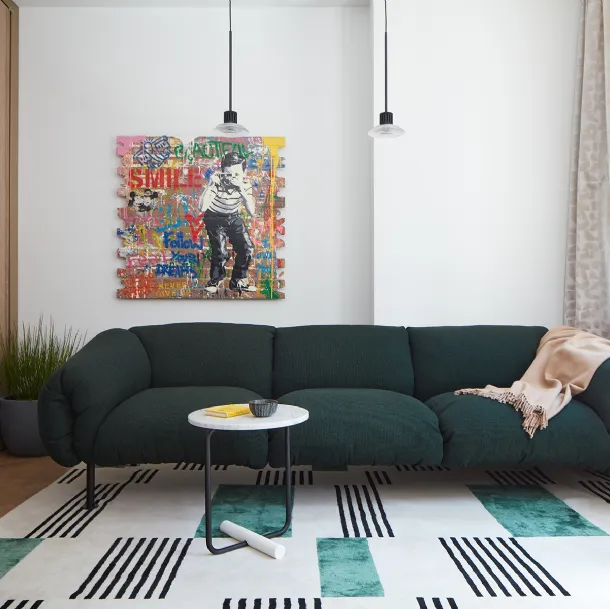 Za:Za upholstered fabric linear sofa by Zanotta