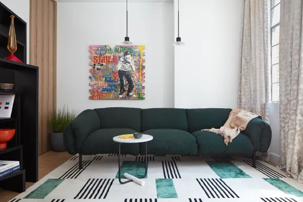 Za:Za upholstered fabric linear sofa by Zanotta