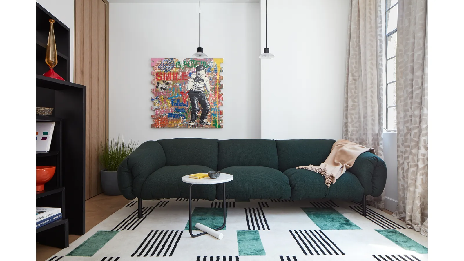 Za:Za upholstered fabric linear sofa by Zanotta