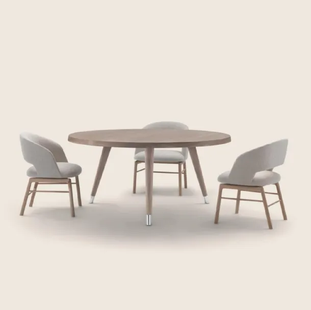 Adler round table in wood by Flexform