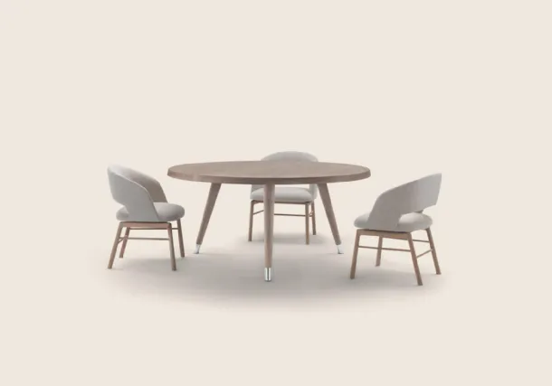 Adler round table in wood by Flexform