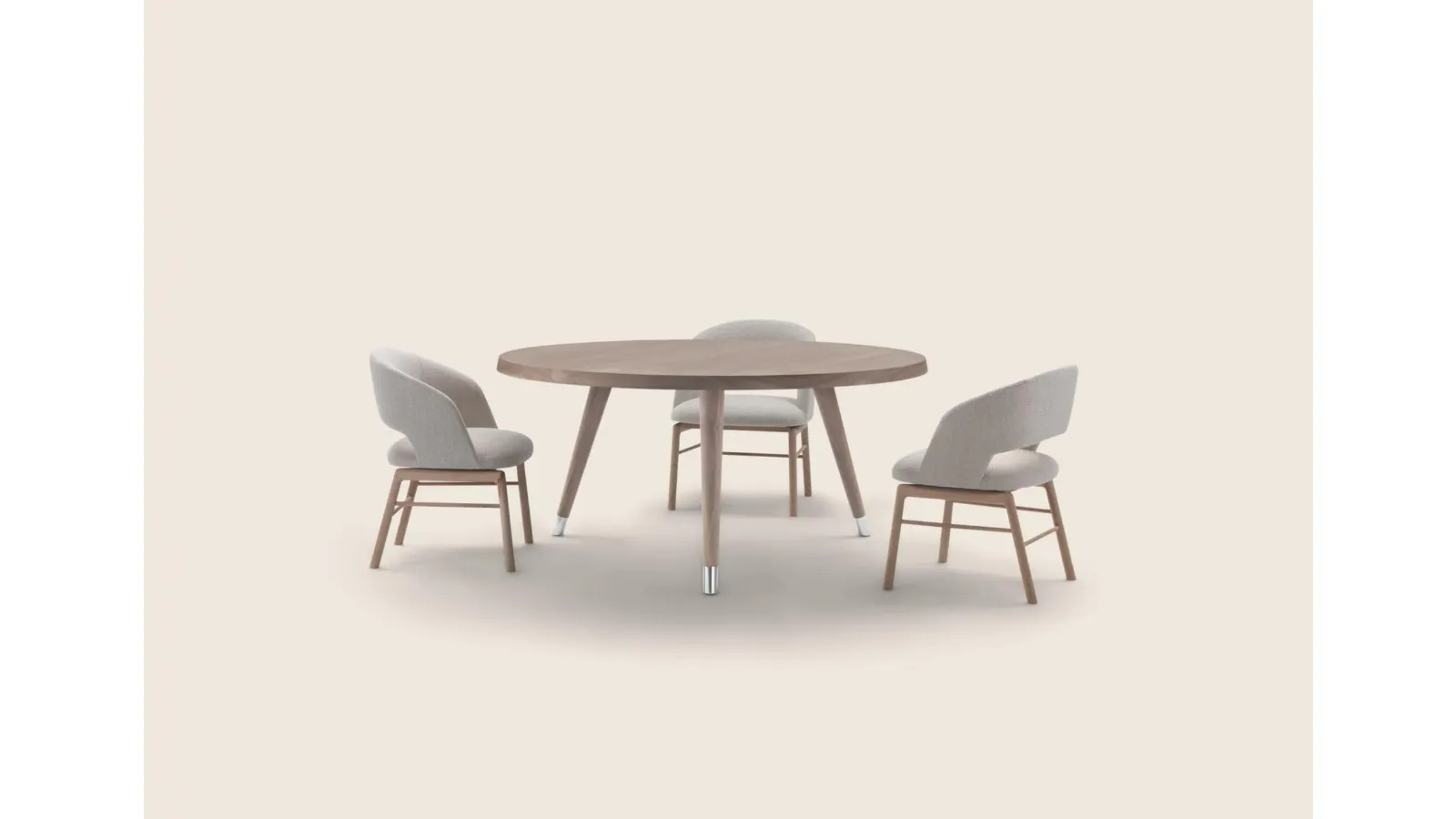 Adler round table in wood by Flexform