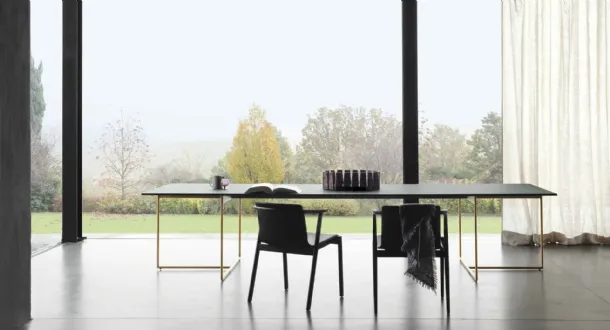 Rectangular table in reconstructed Alamo marble by Lema