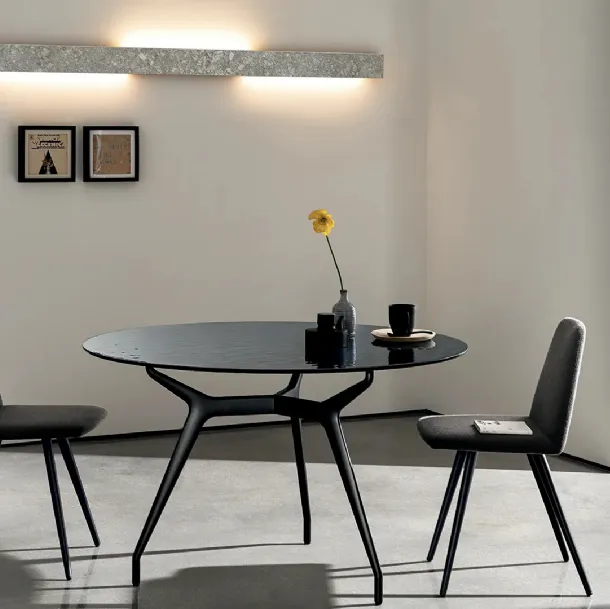 Arkos Round glass table with aluminum structure by Sovet