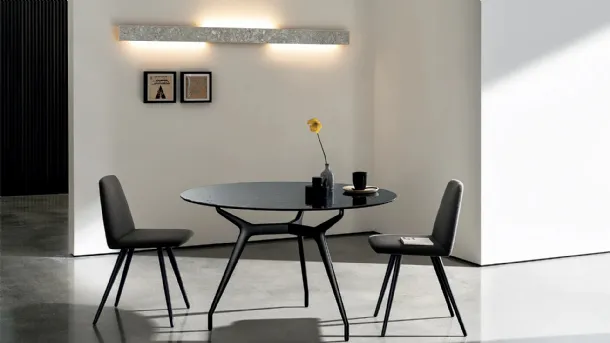 Arkos Round glass table with aluminum structure by Sovet