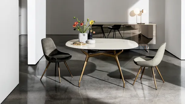 Arkos Shaped Square Table with ceramic top and aluminum structure by Sovet