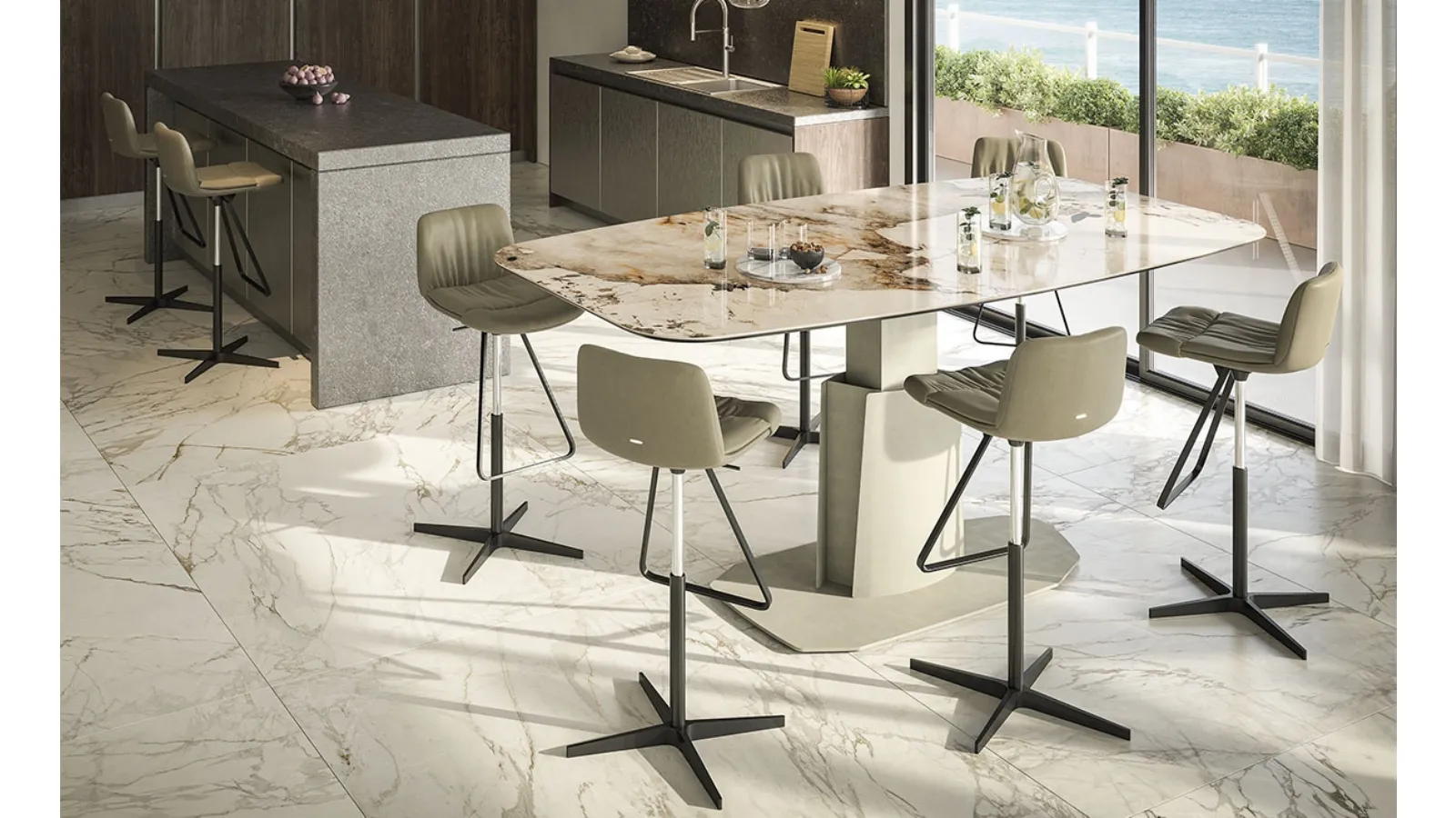 Cattelan Italia Aviator Keramik Lift height-adjustable table by Cattelan Italia