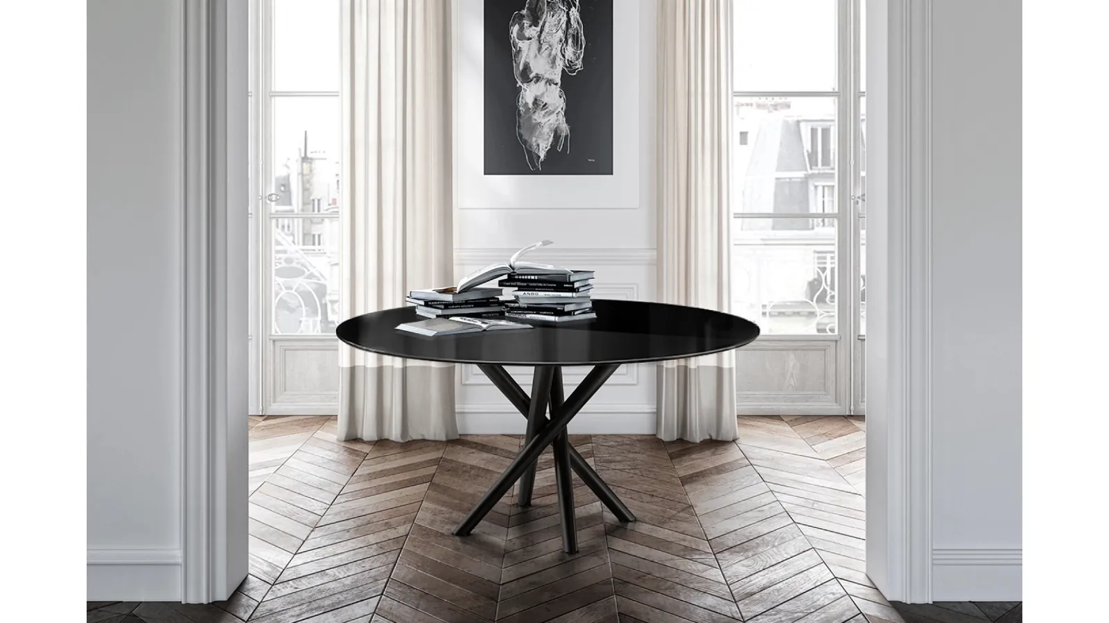 Baly round table with Eforma glass top