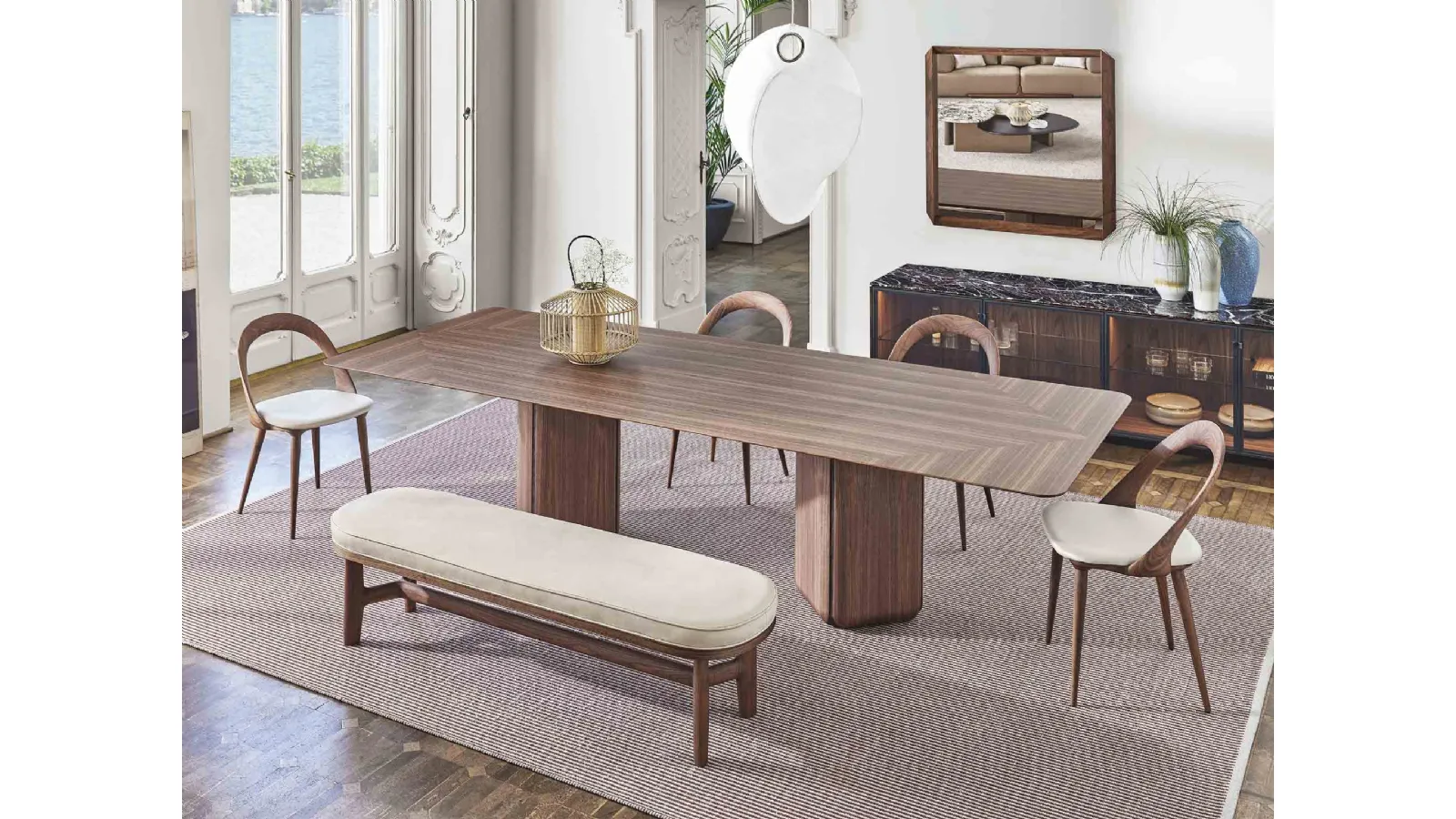Bay table in Porada canaletto walnut