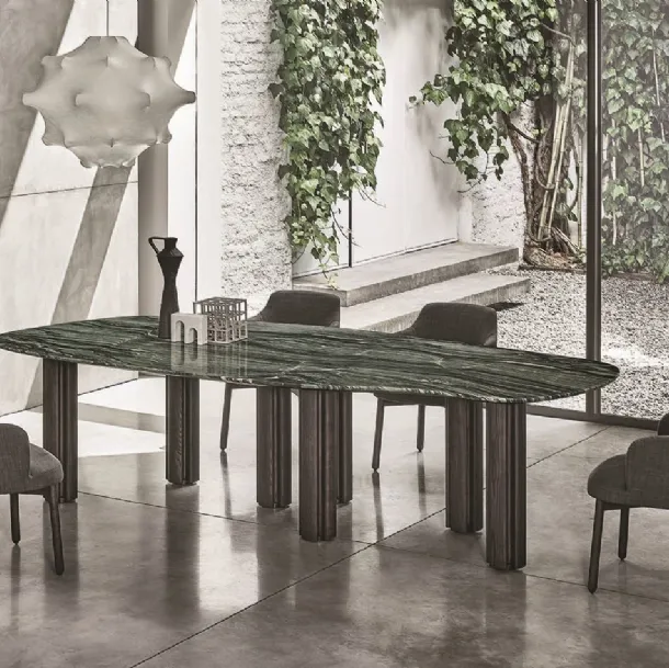Table with marble top and solid wood legs Berry by Porada