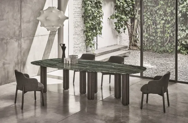 Table with marble top and solid wood legs Berry by Porada