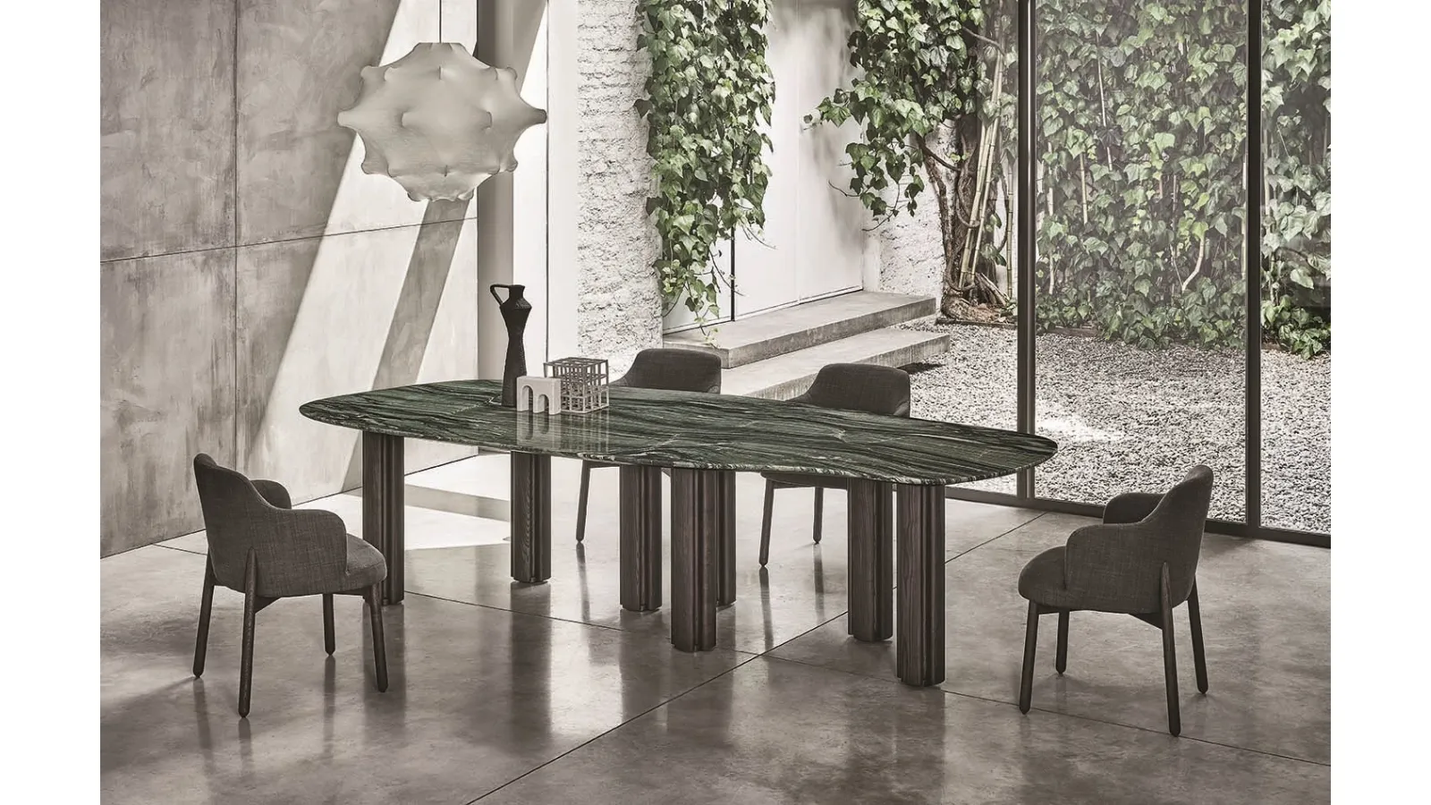 Table with marble top and solid wood legs Berry by Porada