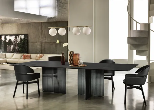 Big Wave Table with spatulated glass top by Fiam