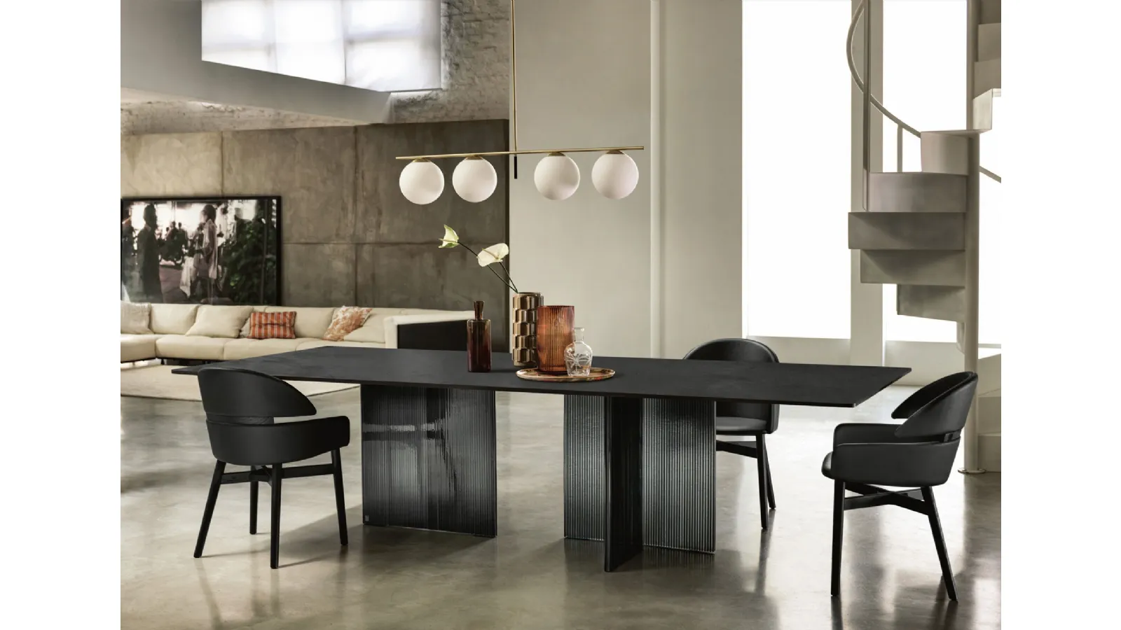 Big Wave Table with spatulated glass top by Fiam