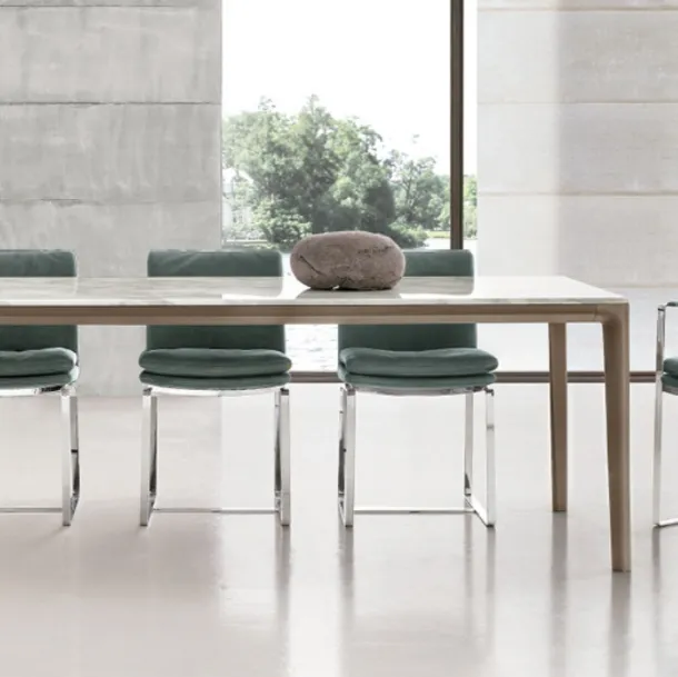 Rectangular table with marble top and solid ash wood base Board by Alivar