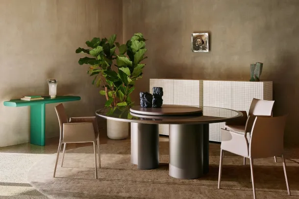 Bol 2326 Table with Back-Painted Glass Top by Zanotta