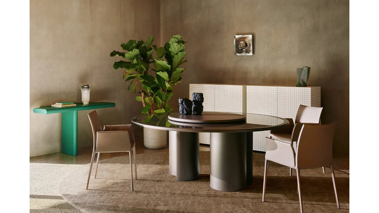 Bol 2326 Table with Back-Painted Glass Top by Zanotta