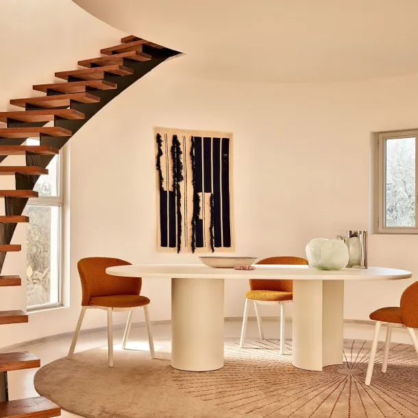Bol table with matte lacquered MDF top and polyurethane bases by Zanotta
