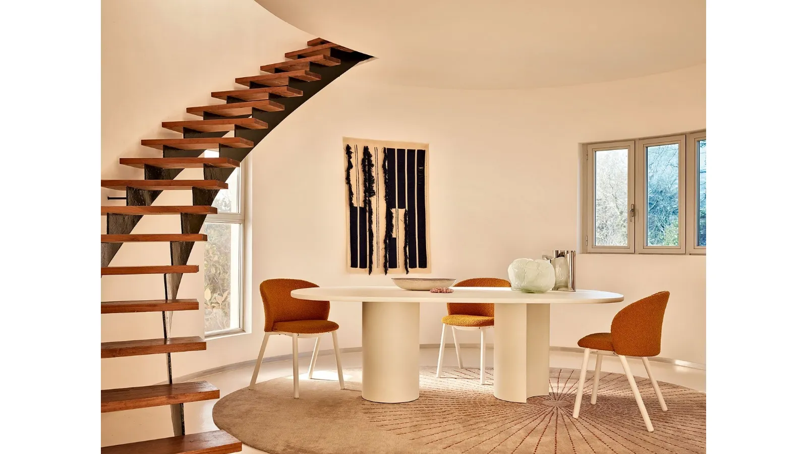 Bol table with matte lacquered MDF top and polyurethane bases by Zanotta