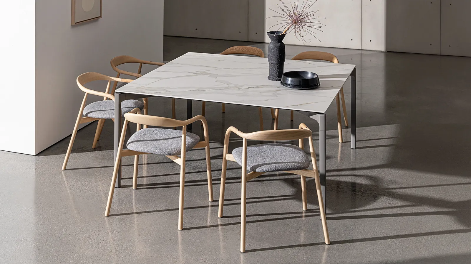 Square Bone table in Sovet ceramic