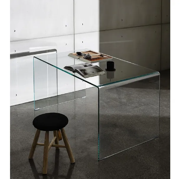 Bridge Table by Sovet in transparent curved glass