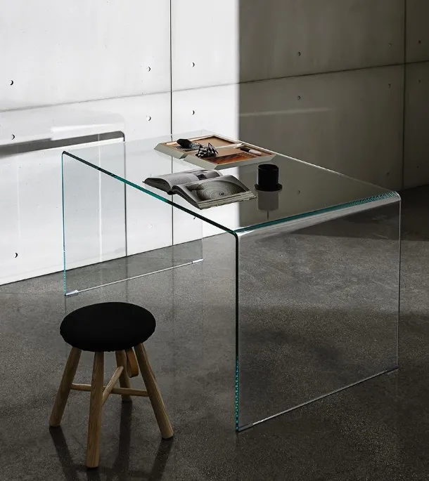 Bridge Table by Sovet in transparent curved glass
